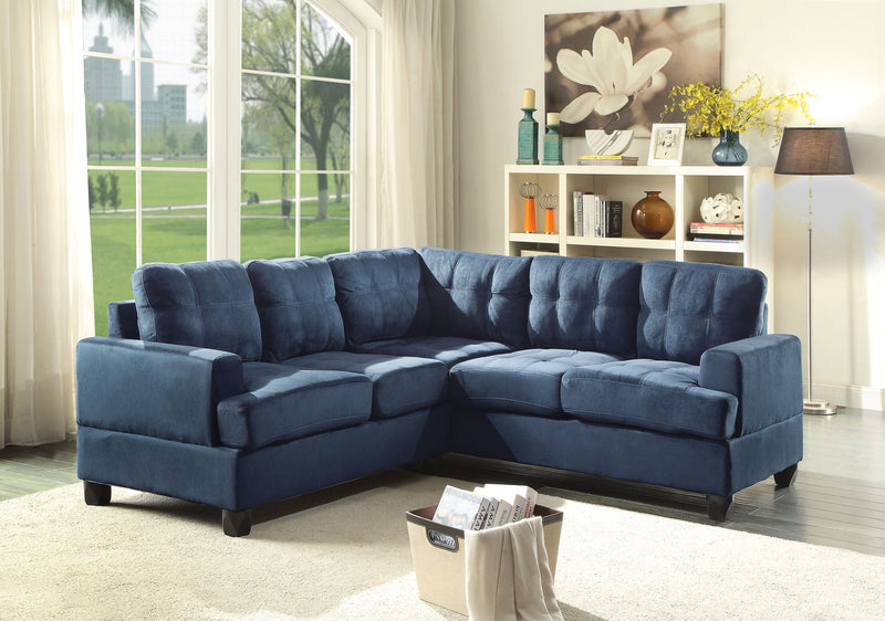 Glory Furniture Sandridge stationary sectional sofa with plush fabric and sectional design, shown in a modern living room setting.
