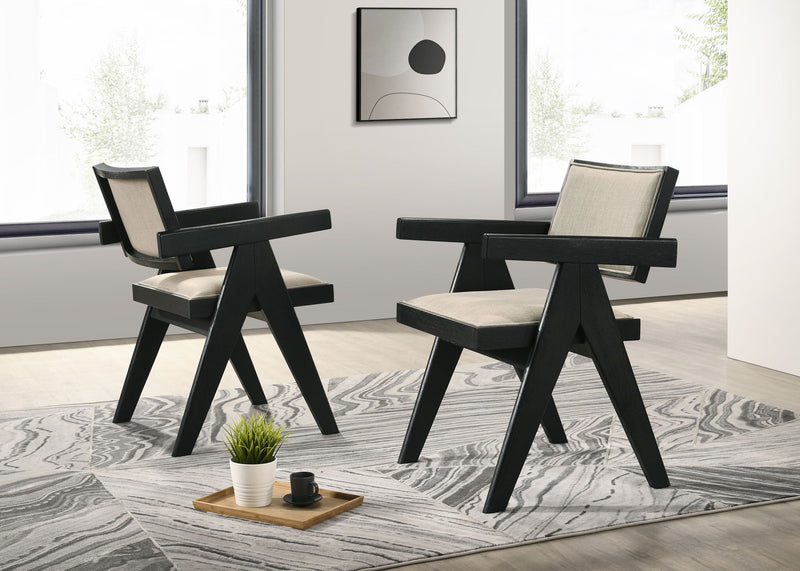 Jasper - 3 Piece Arm Chairs And Console Table (Set of 3) - Ebony Black - R&R Furniture Gallery (Fountain Valley, CA)