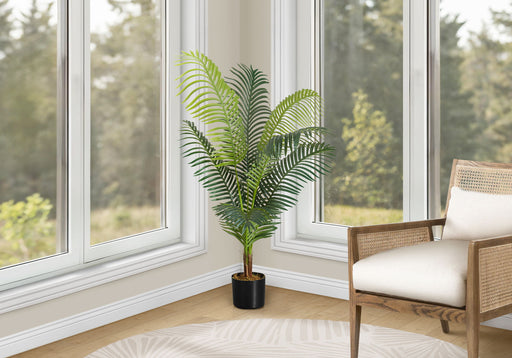 47" Tall, Artificial Plant, Palm Tree, Indoor, Faux, Fake, Floor, Greenery, Potted, Real Touch, Decorative - Green / Black - R&R Furniture Gallery (Fountain Valley, CA)