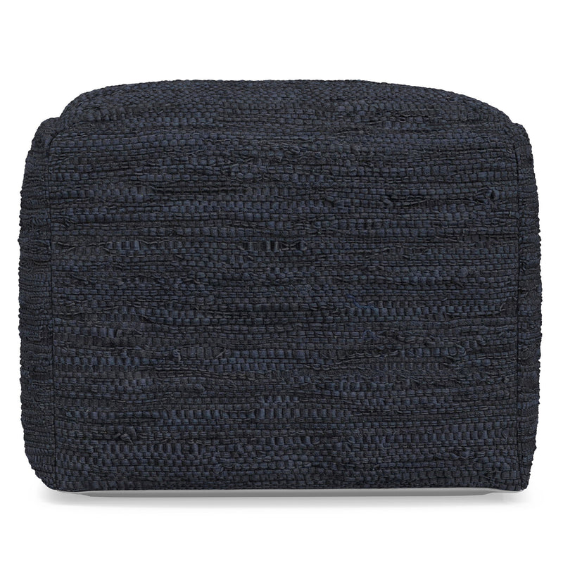 Simpli-Home Fredrik handcrafted square accent pouf with textured fabric and neutral tones, perfect for living room decor.
