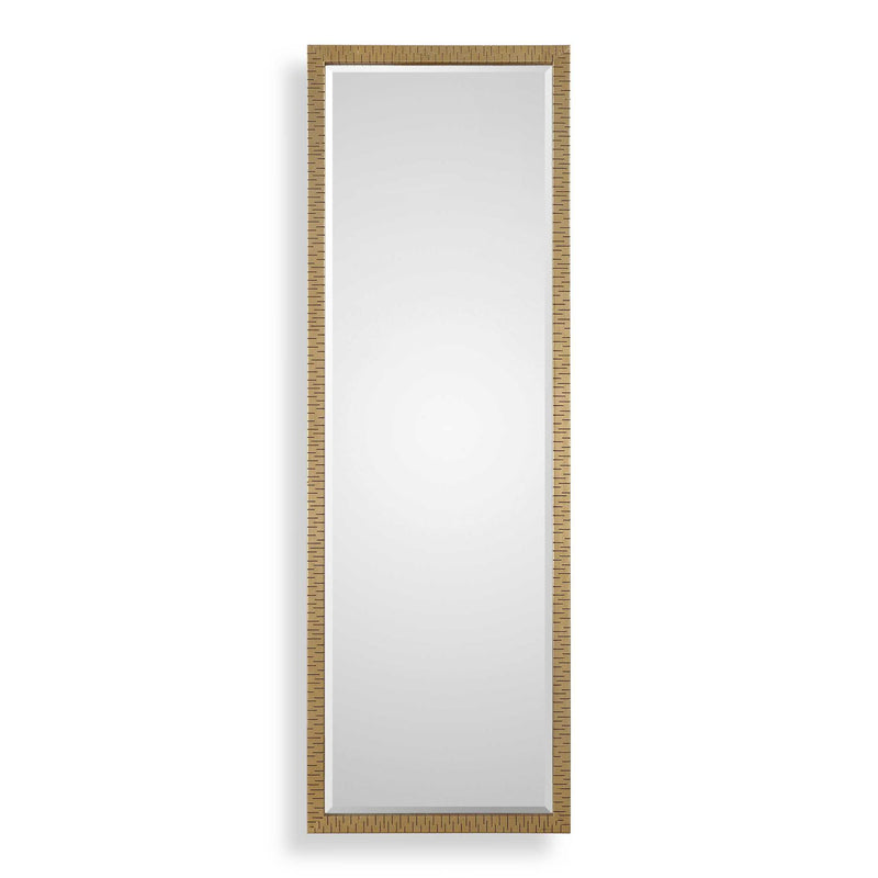 Uttermost Vilmos metallic gold wall mirror with a sleek, reflective gold frame, showcasing modern style and elegant design.