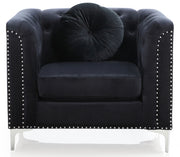 Contemporary Glory Furniture sloped arm chair with plush upholstery and modern design, featuring sleek wooden legs.