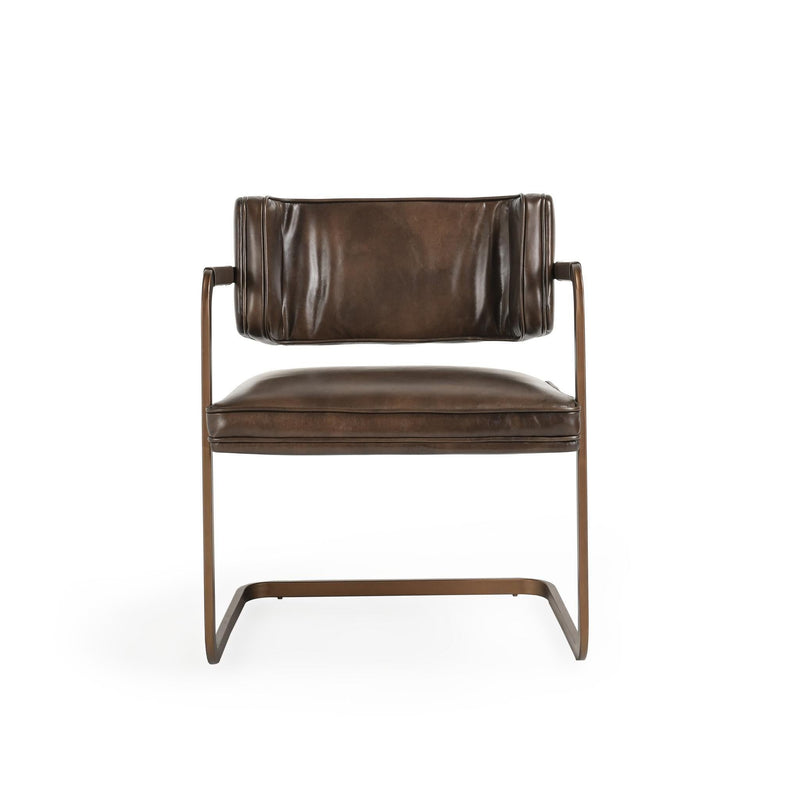 Classic Home Fonda dining arm chair with wooden legs and upholstered seat, showcasing a modern, elegant design.