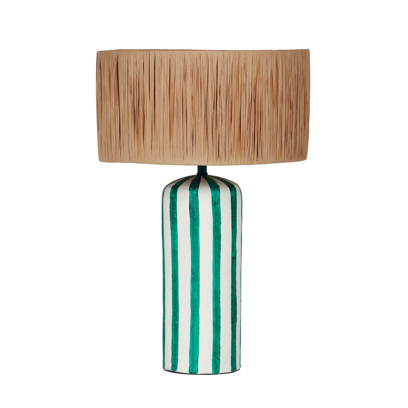 Ravello - Striped Papier Mache Table Lamp - Green - R&R Furniture Gallery (Fountain Valley, CA)