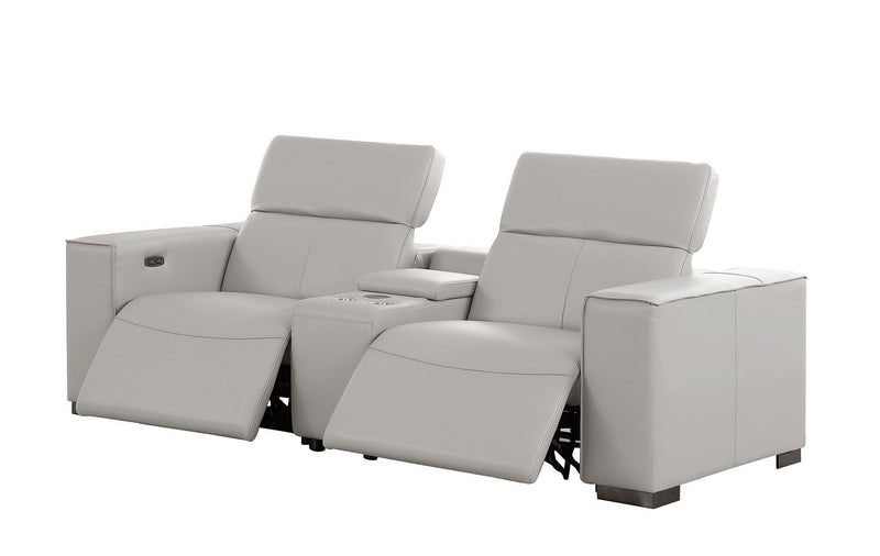 1208 - Modular Leather Set With 5 Power Recliners & Power Headrests