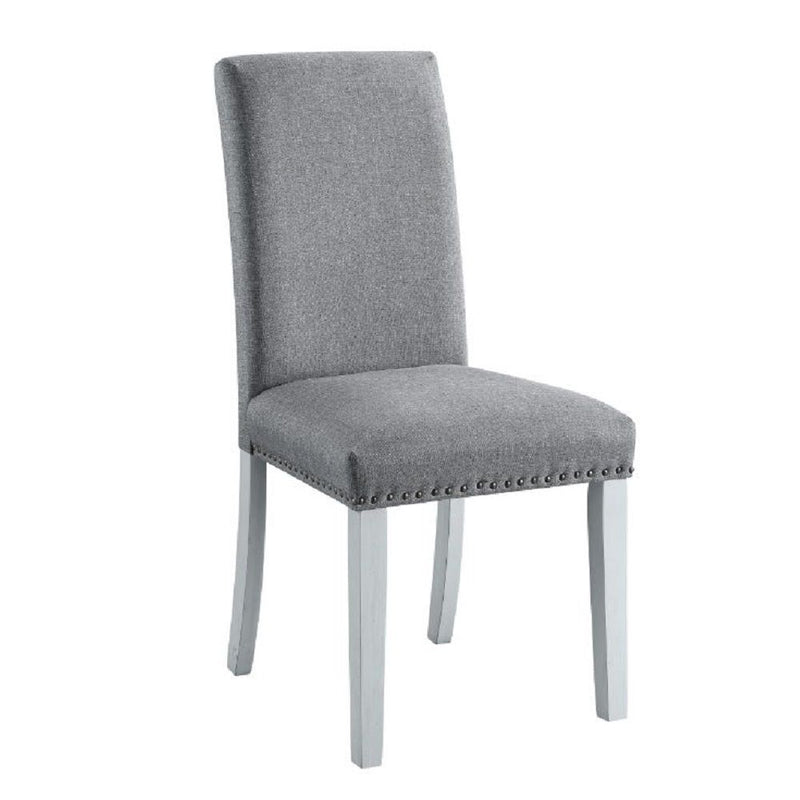Lanton - Side Chair (Set of 2) - Gray Linen & Antique White - R&R Furniture Gallery (Fountain Valley, CA)