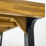 Noble House acacia wood patio dining table, 69-inch rectangular outdoor teak and black dining table for outdoor use