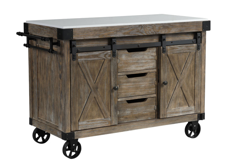 Alforvott - Kitchen Island - Marble Top & Weathered Gray - R&R Furniture Gallery (Fountain Valley, CA)