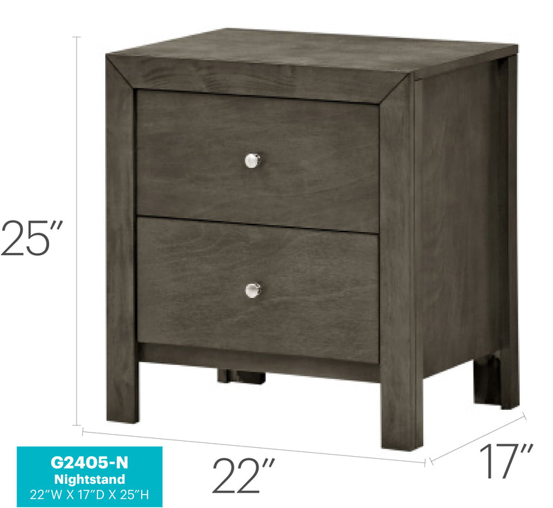 Glory Furniture accent nightstand with drawers, featuring a charming design and wooden finish, ideal for bedroom storage.