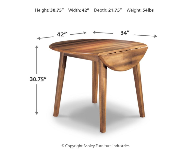 Berringer - Round DRM Drop Leaf Table - Rustic Brown - R&R Furniture Gallery (Fountain Valley, CA)