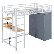 Loft Bed With Desk, Shelves, Power Outlet, LED Light And Wardrobe - R&R Furniture Gallery (Fountain Valley, CA)
