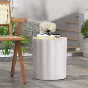Outdoor end table with soft wave edge in antique white, by Noble House, showcasing a stylish, weather-resistant design.
