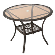Outdoor Table With Woven Rattan Design - Brown - R&R Furniture Gallery (Fountain Valley, CA)
