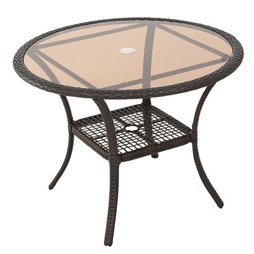 Outdoor Table With Woven Rattan Design - Brown - R&R Furniture Gallery (Fountain Valley, CA)