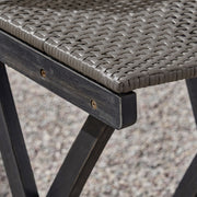 Outdoor Folding Acacia Wood Barstools With Rattan Backrest And Seat - R&R Furniture Gallery (Fountain Valley, CA)