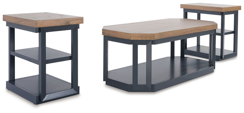 Landocken - Occasional Table Set (Set of 3) - Brown / Blue - R&R Furniture Gallery (Fountain Valley, CA)