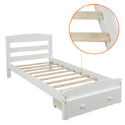 DreamHaus storage platform bed frame with wood slat support and built-in storage drawers, no box spring needed.