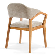 Indoor Upholstered Dining Chair (Set of 2) With Sturdy Frame And Ergonomic Curved Backrest - Oatmeal / Teak - R&R Furniture Gallery (Fountain Valley, CA)