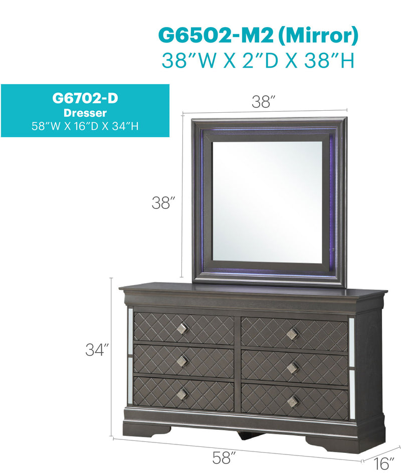 Glory Furniture Verona dresser with multiple drawers and sleek wood finish, showcasing modern bedroom storage furniture.
