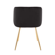 Pair of Lumi Source Fran contemporary elegant design chairs set, featuring sleek modern style with plush upholstered seats and wooden legs.