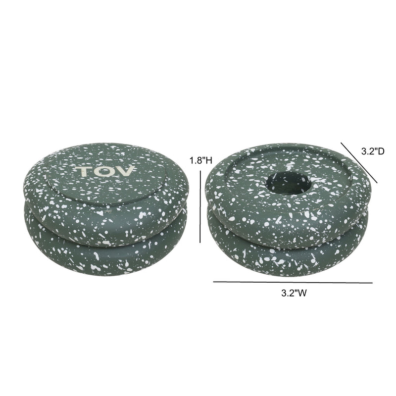 Gabby - Stacking Candle Holder (Set of 2) - Speckled Green - R&R Furniture Gallery (Fountain Valley, CA)