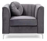 Contemporary sloped armchair by Glory Furniture featuring a modern design with plush cushioning and sleek wooden legs.