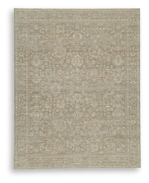 Signature Design by Ashley Neroham area rug with intricate pattern in neutral tones, perfect for living room or bedroom decor.