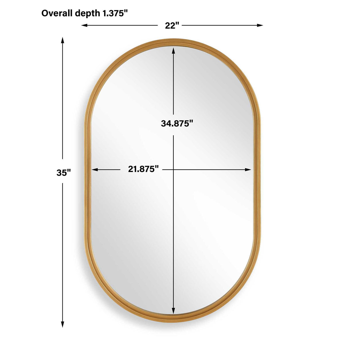 Iron Frame Mirror - Brushed Gold