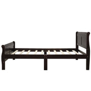 DreamHaus platform bed frame with wood slat support, matching headboard and footboard, designed for mattress foundation and sleigh style.