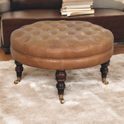 Buffalo - Round Ottoman With Castor Legs - Brown - R&R Furniture Gallery (Fountain Valley, CA)