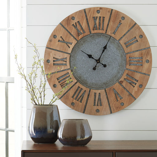 Payson - Wall Clock - Antique Gray / Natural - R&R Furniture Gallery (Fountain Valley, CA)