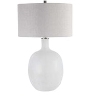 Uttermost Whiteout mottled glass table lamp with white finish, featuring a sleek, modern design for elegant home lighting.
