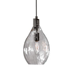 Uttermost Campester 1 Light Watered Glass Mini Pendant in Pearl Silver hanging light fixture with textured glass shade.