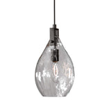 Uttermost Campester 1 Light Watered Glass Mini Pendant in Pearl Silver hanging light fixture with textured glass shade.