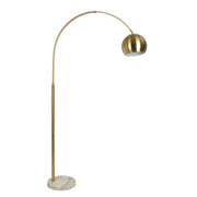 Oasis - Long Arm Gold Adjustable Floor Lamp With Round Marble Base - Gold / White Marble - R&R Furniture Gallery (Fountain Valley, CA)