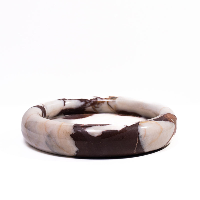 Marble Round Edged Catch-All - Breccia / White / Brown