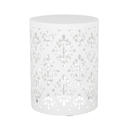 Modern outdoor metal end table by Noble House with sleek design, suitable for patio or garden decor.