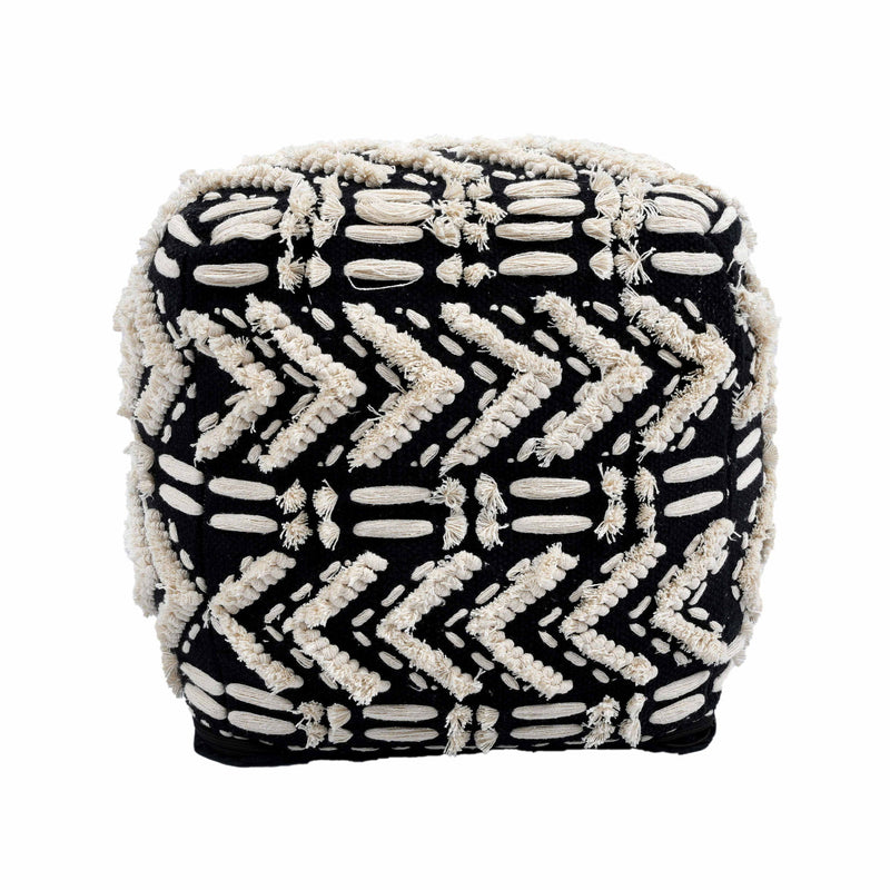 Mariel - Cotton Pouf - Black - R&R Furniture Gallery (Fountain Valley, CA)