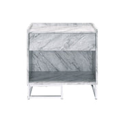 Azrael - Accent Table - White Printed Faux Marble & Chrome - R&R Furniture Gallery (Fountain Valley, CA)
