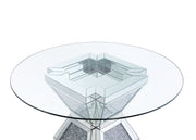 Noralie - 31" Dining Table - Clear Glass, Mirrored & Faux Diamonds - R&R Furniture Gallery (Fountain Valley, CA)