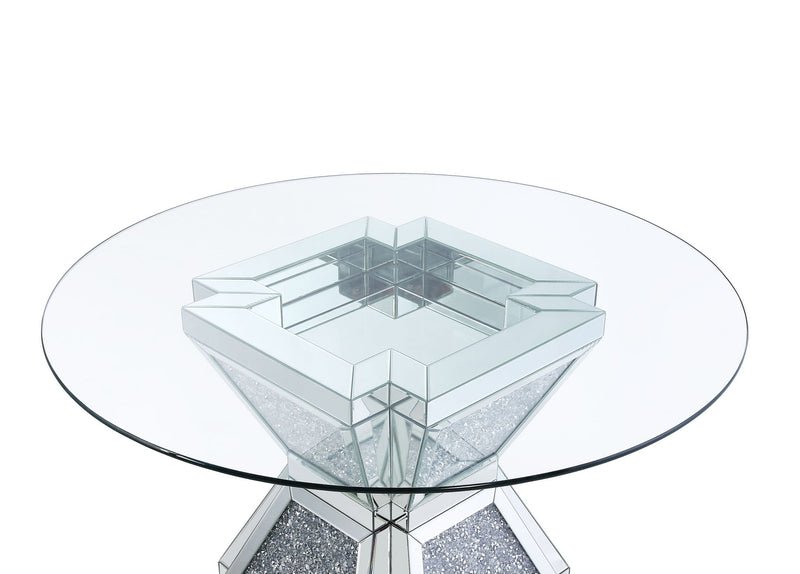 Noralie - 31" Dining Table - Clear Glass, Mirrored & Faux Diamonds - R&R Furniture Gallery (Fountain Valley, CA)