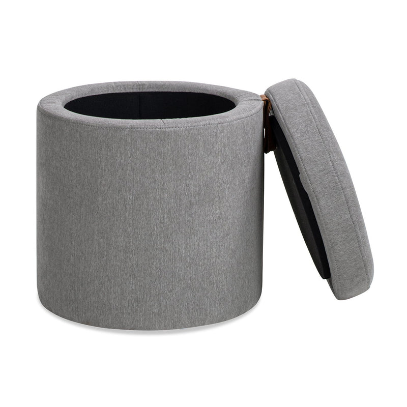 Brandy - Round Upholstered Storage Ottoman With Accent - R&R Furniture Gallery (Fountain Valley, CA)