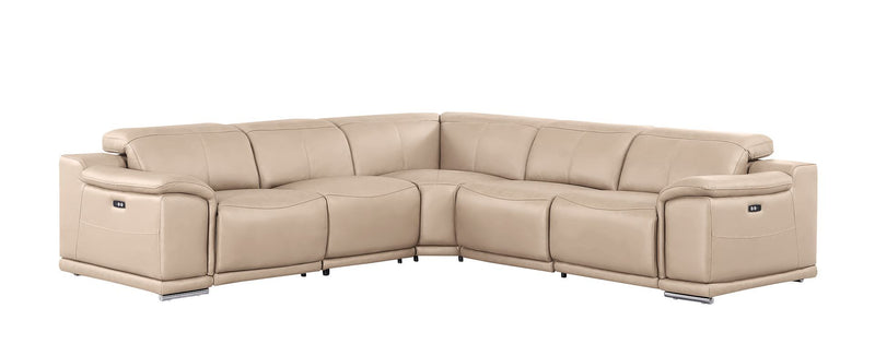 2679 - 5-Piece L-Shaped Power Reclining Sectional In Genuine Leather (3 Recliners)