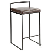 Lumi Source Fuji contemporary style stackable counter stools with sleek design, dark metal legs, and wooden seats, set of multiple stools.