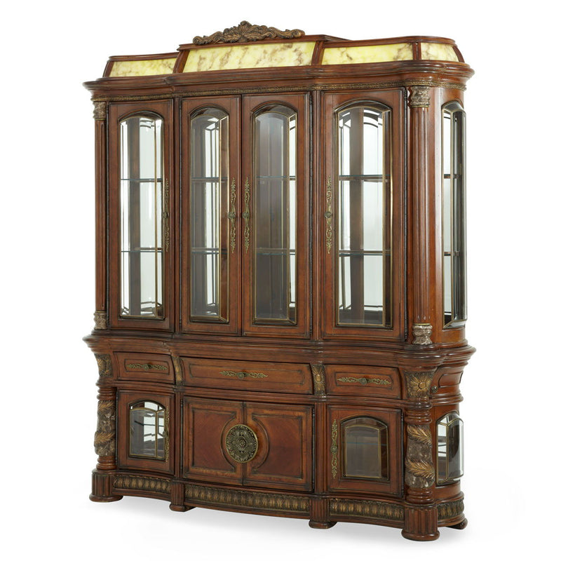 Villa Valencia - China Buffet With Lighted Top - Classic Chestnut - R&R Furniture Gallery (Fountain Valley, CA)