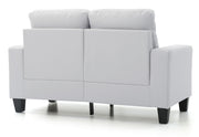 Glory Furniture Newbury track arm loveseat in cozy fabric with cushioned seat and back for comfortable seating in small spaces.