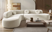 Extra Large Sectional Sofa Soft Fabric Upholstery, Elegant Curved Design With 3 Round Cushions, High - Resilience Foam For Ultimate Comfort - Beige - R&R Furniture Gallery (Fountain Valley, CA)