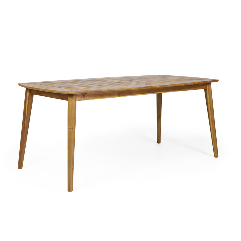 Noble House outdoor teak dining table with sturdy frame, ideal for patio or garden outdoor dining spaces.