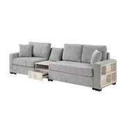 Noble House modular sofa couch with storage armrest and center console, featuring plush seating and modern design.
