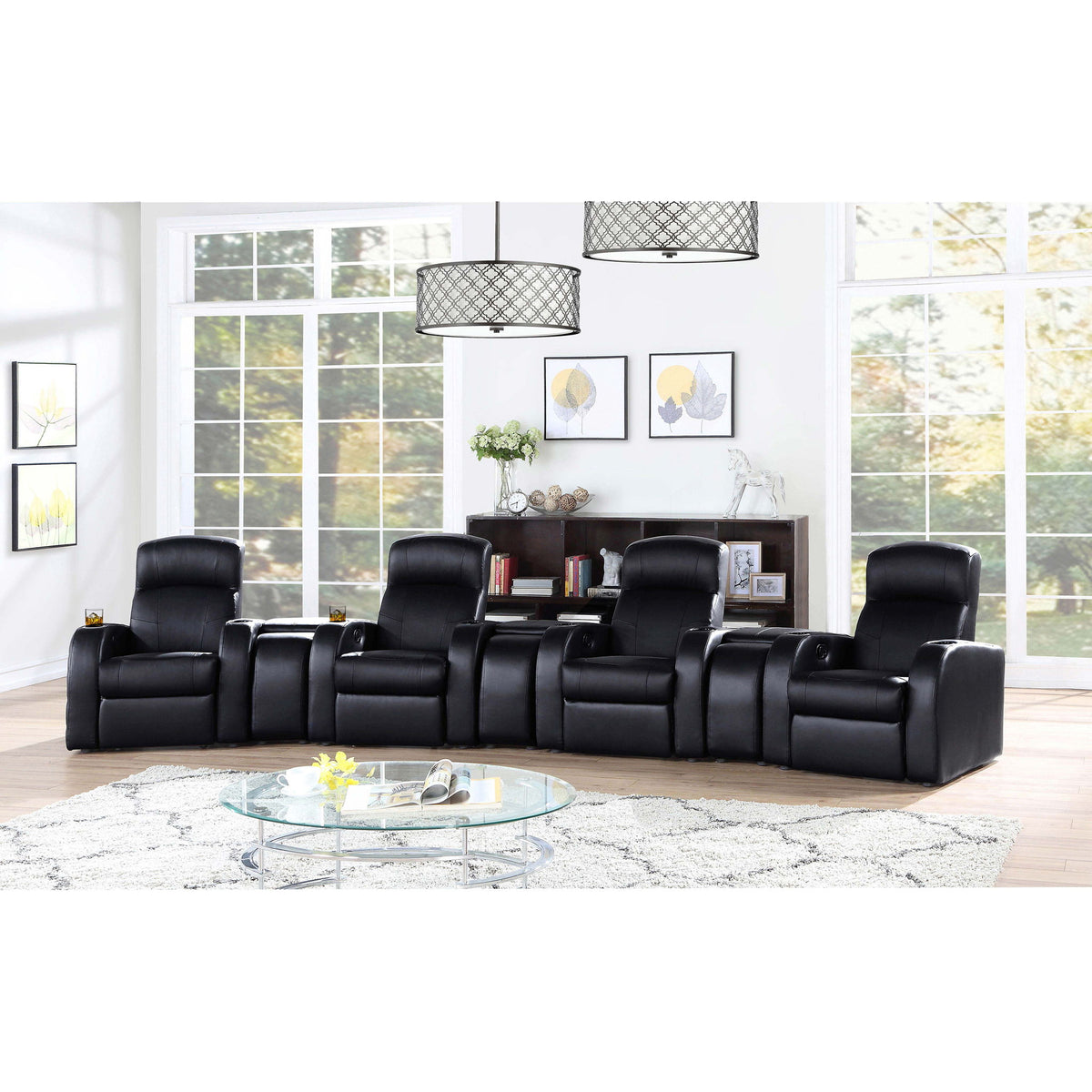Upholstered Recliner With Cup Holder Comfort Lounge Chair - Black